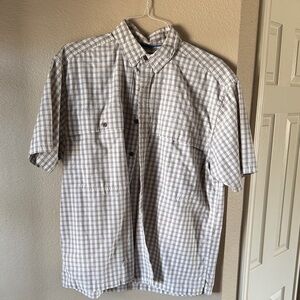 Patagonia Men's White and Gray Plaid Shirt